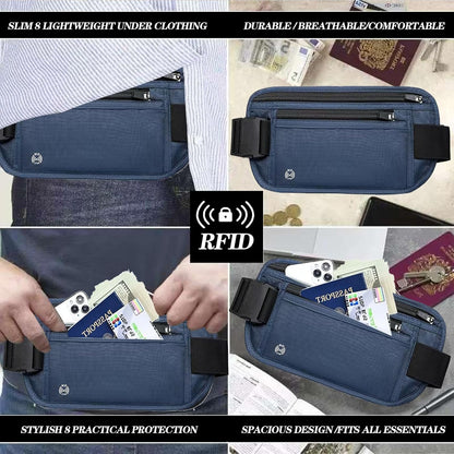 Black Hidden Money Belt for Travel for Men, Waist Wallet Anti Theft, RFID Passport Holder For Travel Men Or Women, Money Pouch, RFID Passport Holder(Black1)