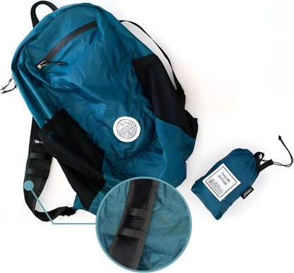 Foldable Packable Backpack 16L, Travel Daypack | Ultralight folds flat when not needed, a 100gm compact carry bag with a zip storage pouch for outings and errands