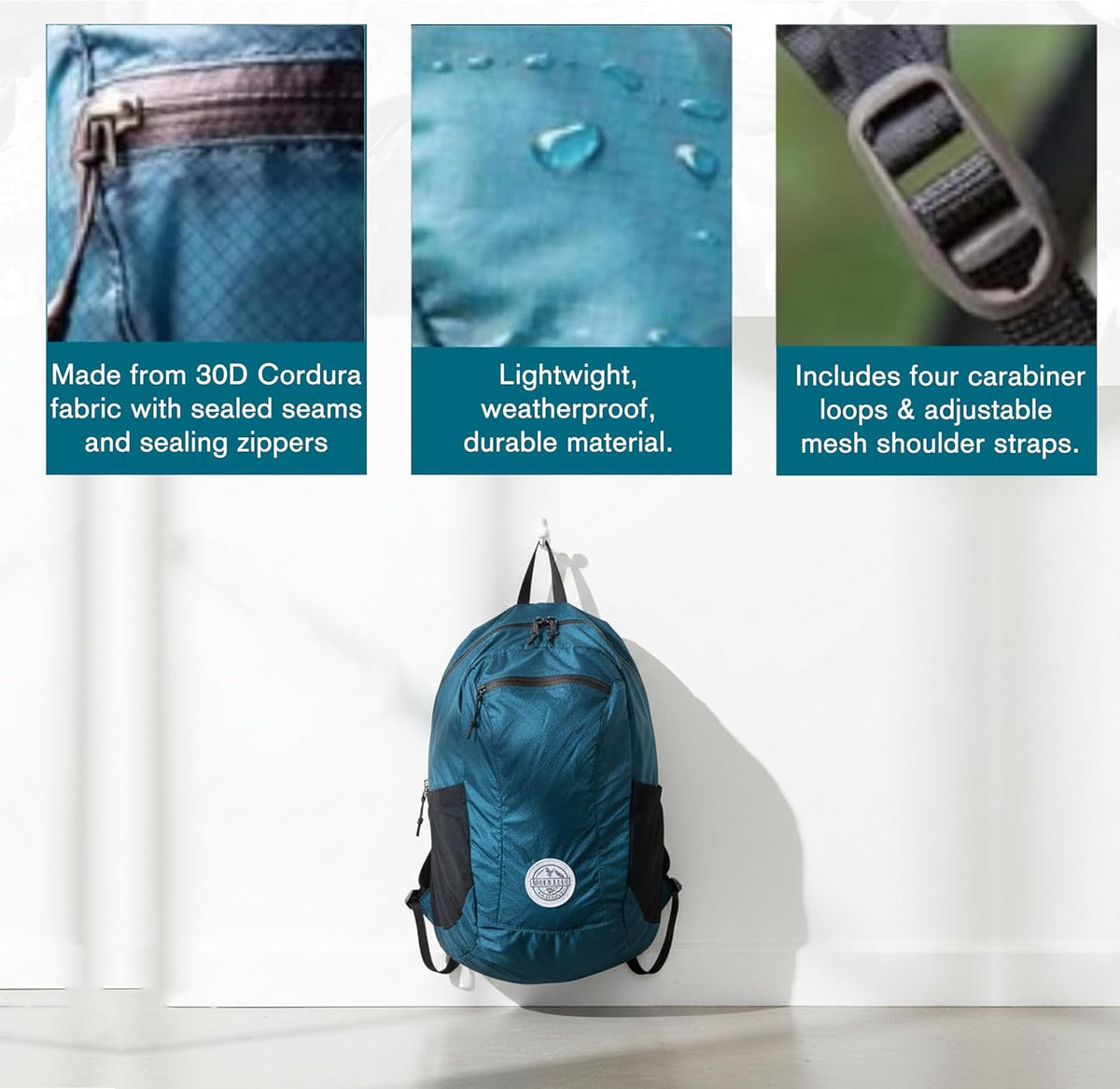 Foldable Packable Backpack 16L, Travel Daypack | Ultralight folds flat when not needed, a 100gm compact carry bag with a zip storage pouch for outings and errands