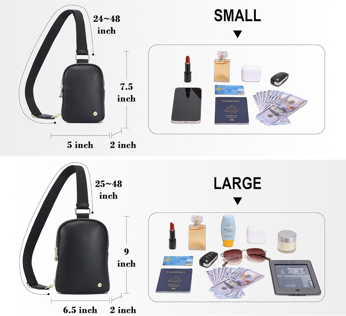 Anti Theft Crossbody Bag for Women, Small RFID Blocking Sling Purse with Zipper Lock for Travel, Vegan Leather