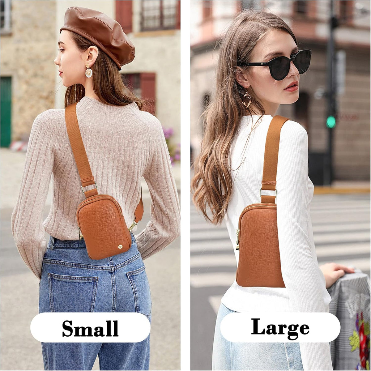 Anti Theft Crossbody Bag for Women, Small RFID Blocking Sling Purse with Zipper Lock for Travel, Vegan Leather