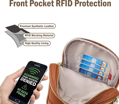 Anti Theft Crossbody Bag for Women, Small RFID Blocking Sling Purse with Zipper Lock for Travel, Vegan Leather