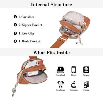 Anti Theft Crossbody Bag for Women, Small RFID Blocking Sling Purse with Zipper Lock for Travel, Vegan Leather