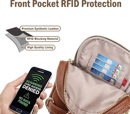 Anti Theft Crossbody Bag for Women, Small RFID Blocking Sling Purse with Zipper Lock for Travel, Vegan Leather