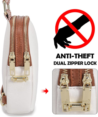Anti Theft Crossbody Bag for Women, Small RFID Blocking Sling Purse with Zipper Lock for Travel, Vegan Leather