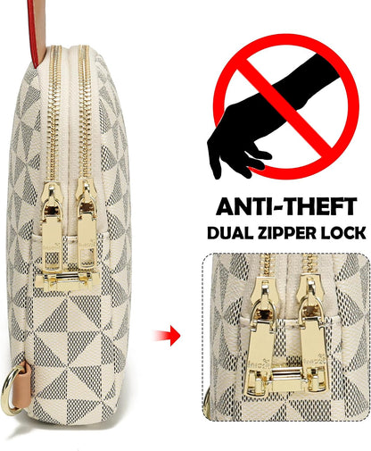 Anti Theft Crossbody Bag for Women, Small RFID Blocking Sling Purse with Zipper Lock for Travel, Vegan Leather
