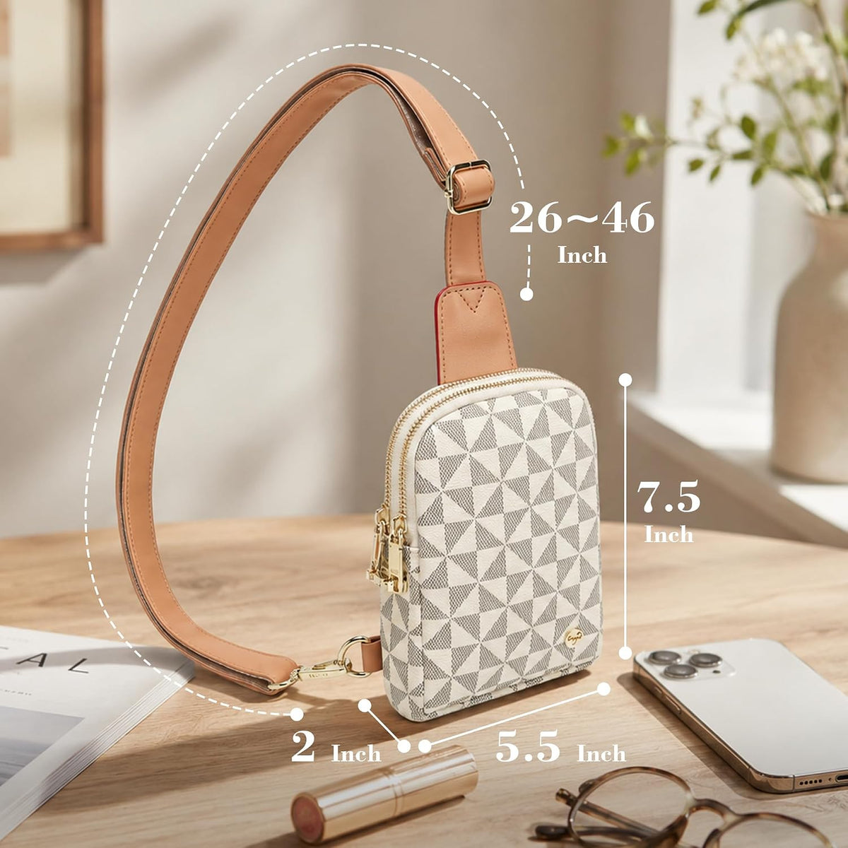 Anti Theft Crossbody Bag for Women, Small RFID Blocking Sling Purse with Zipper Lock for Travel, Vegan Leather