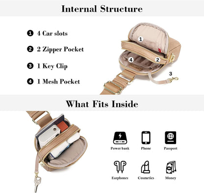 Anti Theft Crossbody Bag for Women, Small RFID Blocking Sling Purse with Zipper Lock for Travel, Vegan Leather
