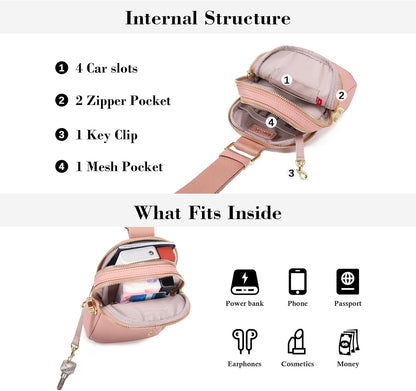 Anti Theft Crossbody Bag for Women, Small RFID Blocking Sling Purse with Zipper Lock for Travel, Vegan Leather
