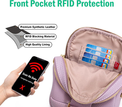 Anti Theft Crossbody Bag for Women, Small RFID Blocking Sling Purse with Zipper Lock for Travel, Vegan Leather