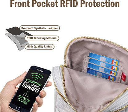 Anti Theft Crossbody Bag for Women, Small RFID Blocking Sling Purse with Zipper Lock for Travel, Vegan Leather