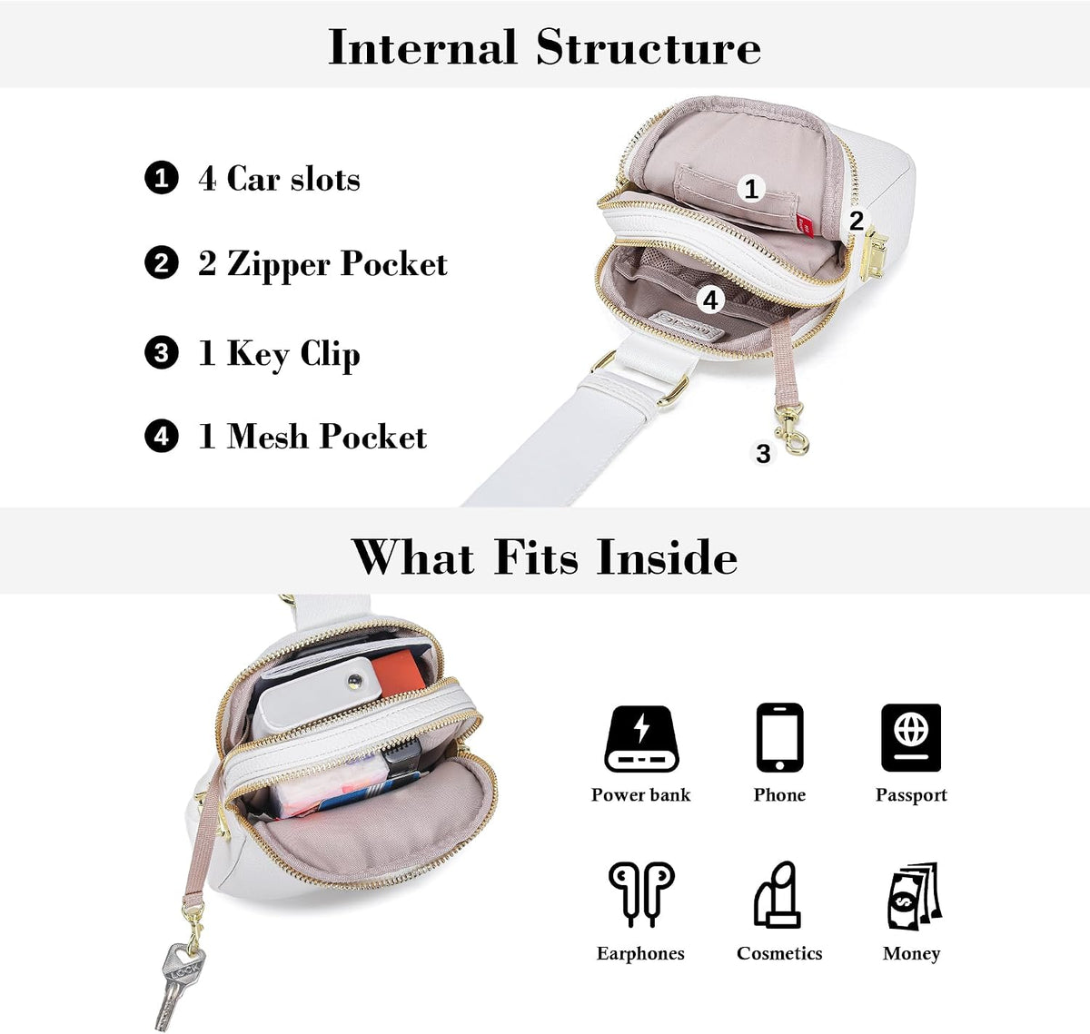 Anti Theft Crossbody Bag for Women, Small RFID Blocking Sling Purse with Zipper Lock for Travel, Vegan Leather