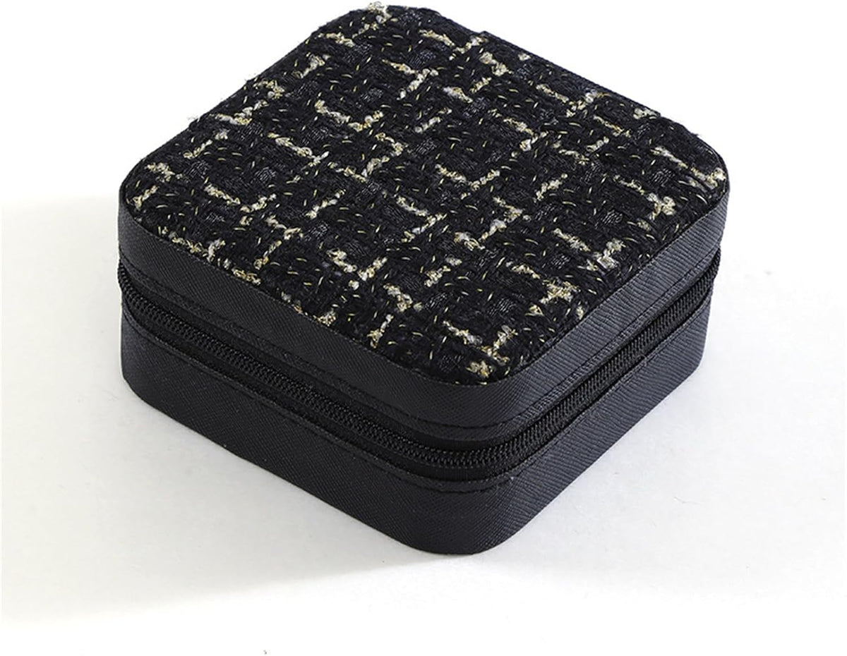 Chic Jewelry Organizer Box for Women, Travel-Friendly Velvet Case with Secure Closure, Multi-Functional Design