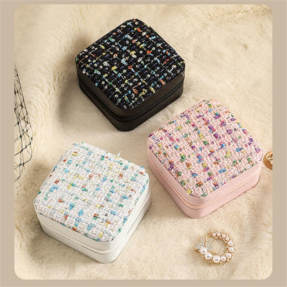 Chic Jewelry Organizer Box for Women, Travel-Friendly Velvet Case with Secure Closure, Multi-Functional Design