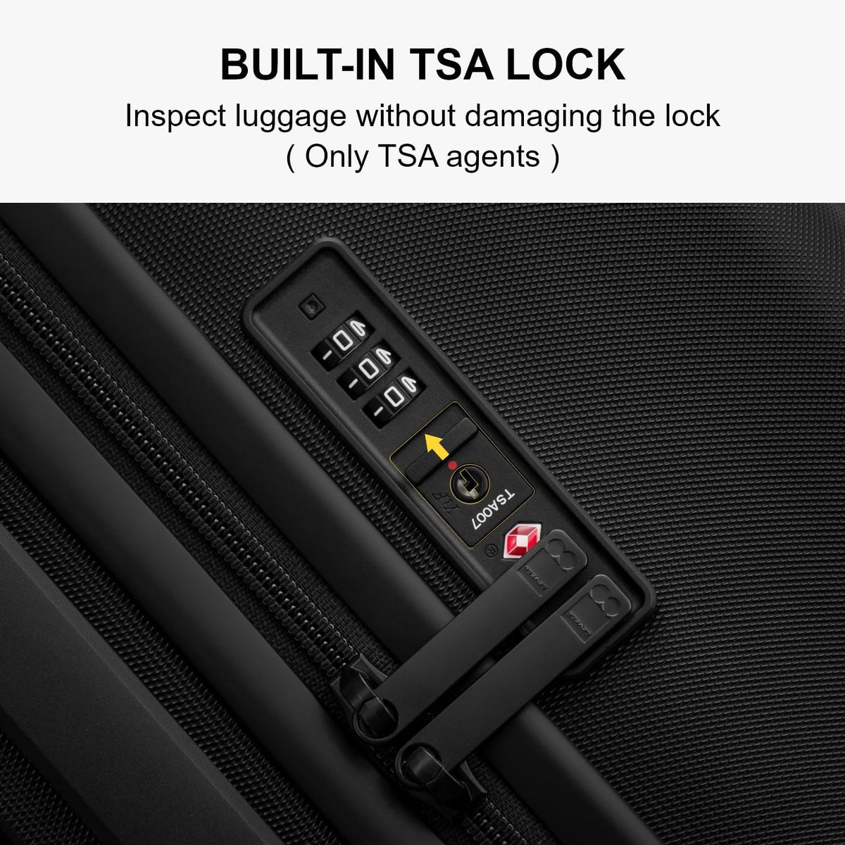 Hard Shell Carry on Luggage Airline Approved, Carry-on Suitcases with Wheels, Lightweight Luminous Textured Hardside Travel Bag with Tsa Lock, 20 Inch, Black