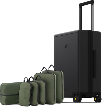 Hard Shell Carry on Luggage Airline Approved, Carry-on Suitcases with Wheels, Lightweight Luminous Textured Hardside Travel Bag with Tsa Lock, 20 Inch, Black
