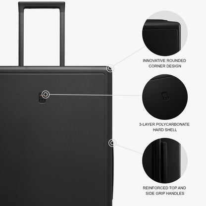 Hard Shell Carry on Luggage Airline Approved, Carry-on Suitcases with Wheels, Lightweight Luminous Textured Hardside Travel Bag with Tsa Lock, 20 Inch, Black