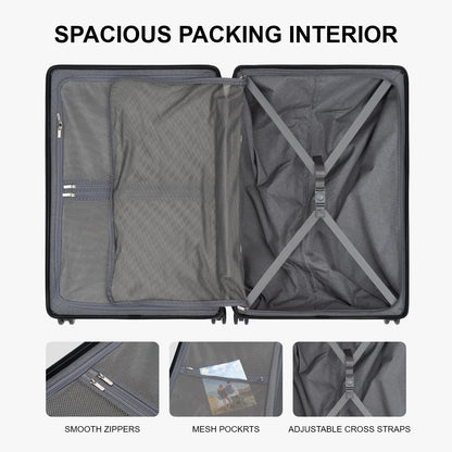 Hard Shell Carry on Luggage Airline Approved, Carry-on Suitcases with Wheels, Lightweight Luminous Textured Hardside Travel Bag with Tsa Lock, 20 Inch, Black