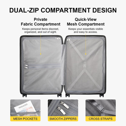 Hard Shell Carry on Luggage Airline Approved, Carry-on Suitcases with Wheels, Lightweight Luminous Textured Hardside Travel Bag with Tsa Lock, 20 Inch, Black
