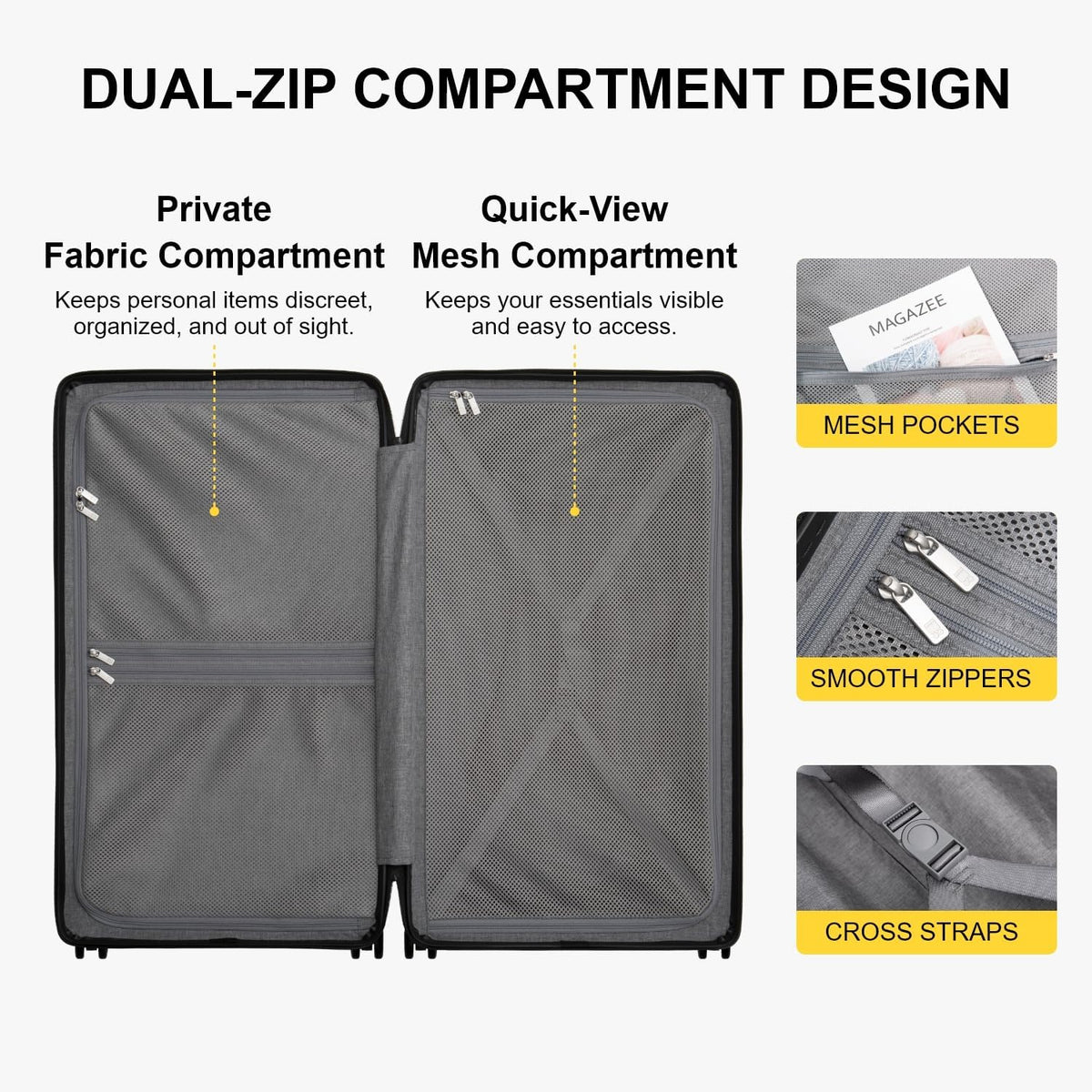 Hard Shell Carry on Luggage Airline Approved, Carry-on Suitcases with Wheels, Lightweight Luminous Textured Hardside Travel Bag with Tsa Lock, 20 Inch, Black