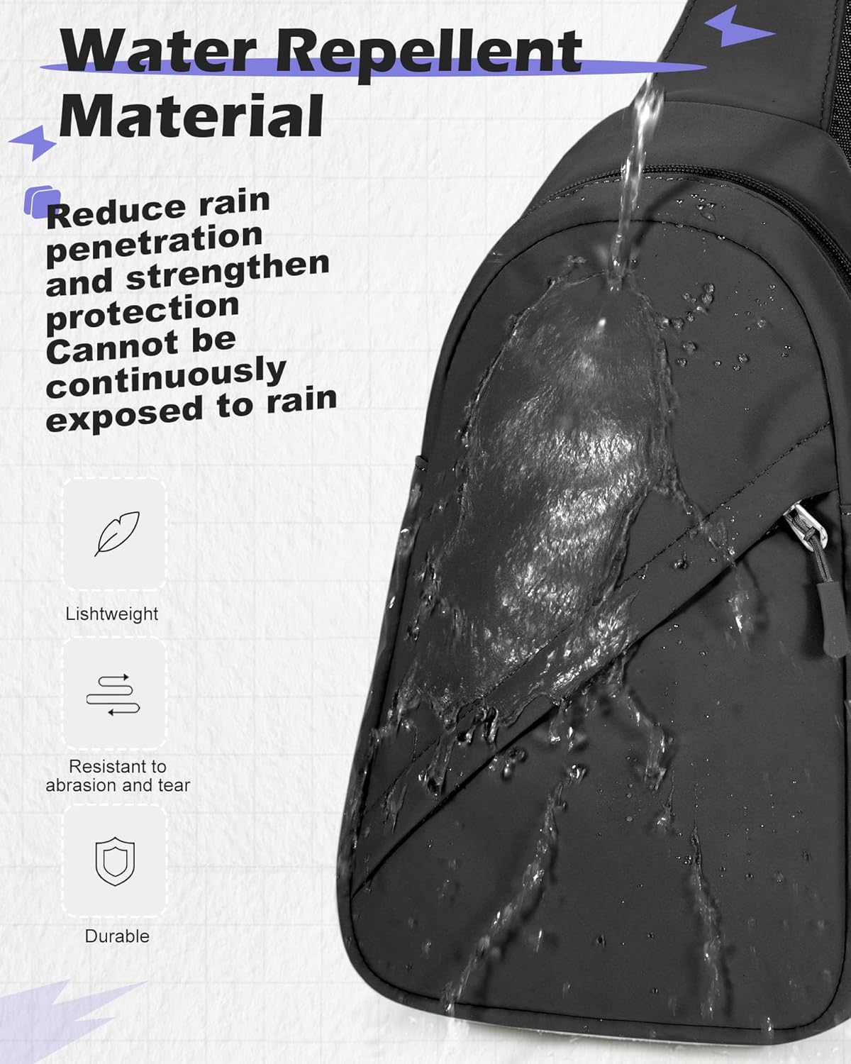 Blue Sling Crossbody Backpack Shoulder Bag for Men Women - Small One Strap Sling Bag Fanny Pack Daypack, Waterproof Nylon Chest Bag for Motorcycle Hiking Travel Gym Sport
