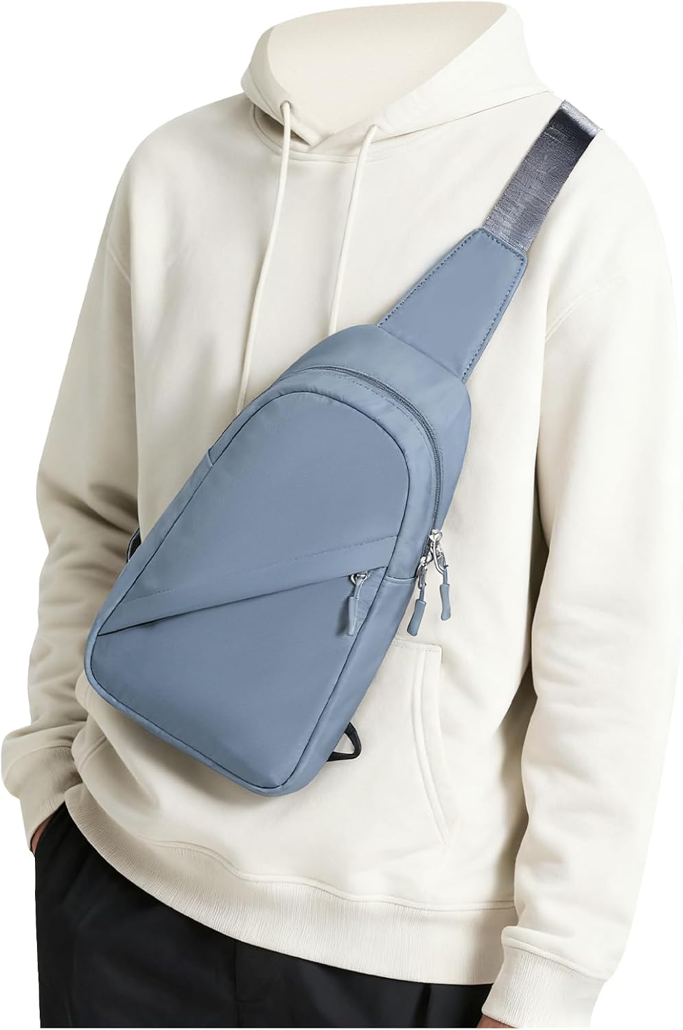 Blue Sling Crossbody Backpack Shoulder Bag for Men Women - Small One Strap Sling Bag Fanny Pack Daypack, Waterproof Nylon Chest Bag for Motorcycle Hiking Travel Gym Sport