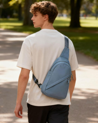 Blue Sling Crossbody Backpack Shoulder Bag for Men Women - Small One Strap Sling Bag Fanny Pack Daypack, Waterproof Nylon Chest Bag for Motorcycle Hiking Travel Gym Sport