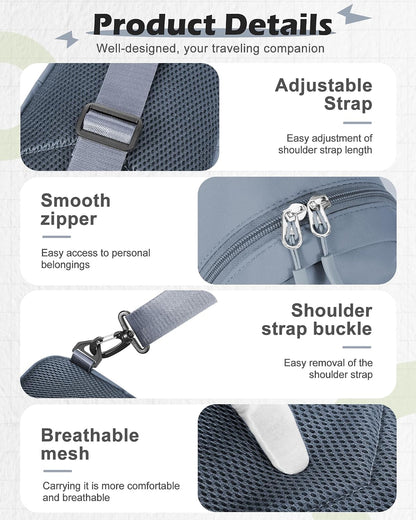 Blue Sling Crossbody Backpack Shoulder Bag for Men Women - Small One Strap Sling Bag Fanny Pack Daypack, Waterproof Nylon Chest Bag for Motorcycle Hiking Travel Gym Sport
