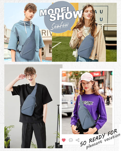 Blue Sling Crossbody Backpack Shoulder Bag for Men Women - Small One Strap Sling Bag Fanny Pack Daypack, Waterproof Nylon Chest Bag for Motorcycle Hiking Travel Gym Sport