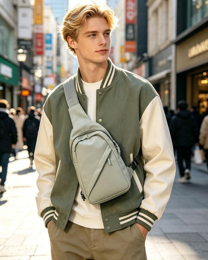 Blue Sling Crossbody Backpack Shoulder Bag for Men Women - Small One Strap Sling Bag Fanny Pack Daypack, Waterproof Nylon Chest Bag for Motorcycle Hiking Travel Gym Sport