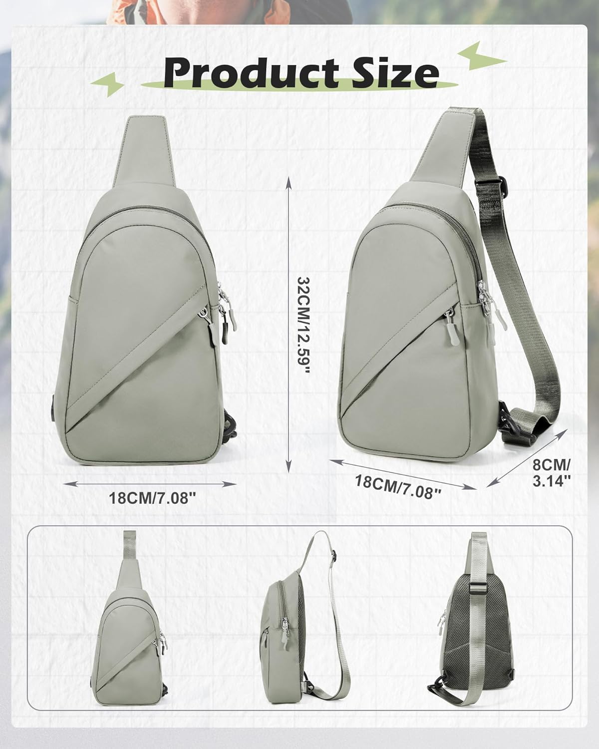Blue Sling Crossbody Backpack Shoulder Bag for Men Women - Small One Strap Sling Bag Fanny Pack Daypack, Waterproof Nylon Chest Bag for Motorcycle Hiking Travel Gym Sport