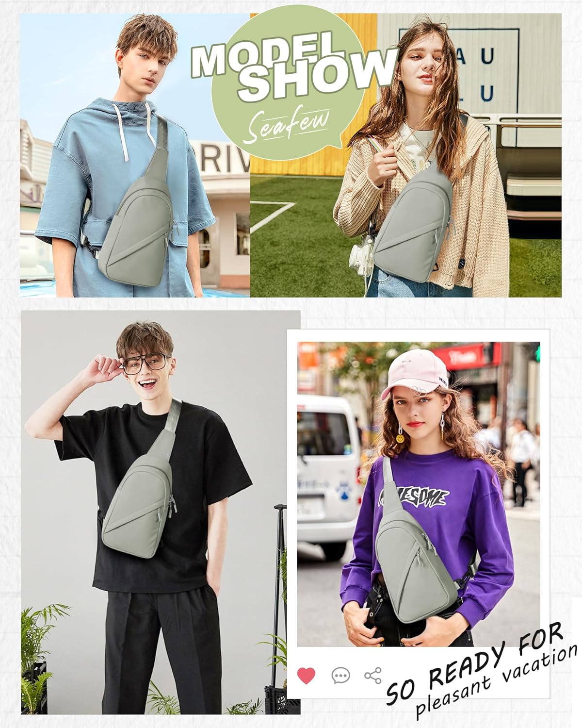 Blue Sling Crossbody Backpack Shoulder Bag for Men Women - Small One Strap Sling Bag Fanny Pack Daypack, Waterproof Nylon Chest Bag for Motorcycle Hiking Travel Gym Sport