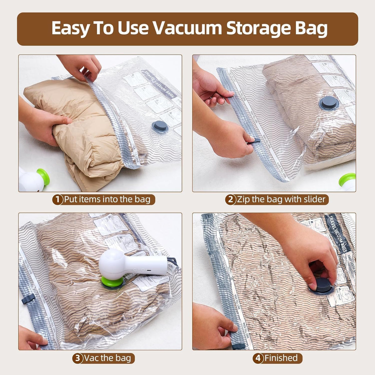18 Pack Travel Vacuum Bags for Clothing,Compression Seal Packing Cubes for Suitcase Backpack,Vacuum Seal Bags for Clothing,Carry-on Size Space Saver Storage Bags 80% for Travel & Home(No pump)