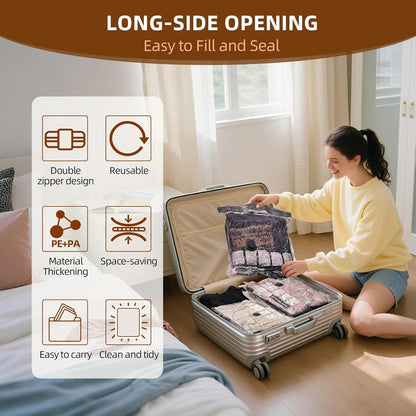18 Pack Travel Vacuum Bags for Clothing,Compression Seal Packing Cubes for Suitcase Backpack,Vacuum Seal Bags for Clothing,Carry-on Size Space Saver Storage Bags 80% for Travel & Home(No pump)
