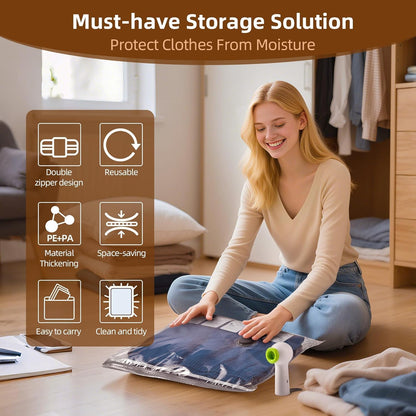18 Pack Travel Vacuum Bags for Clothing,Compression Seal Packing Cubes for Suitcase Backpack,Vacuum Seal Bags for Clothing,Carry-on Size Space Saver Storage Bags 80% for Travel & Home(No pump)