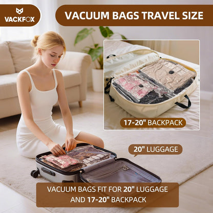 18 Pack Travel Vacuum Bags for Clothing,Compression Seal Packing Cubes for Suitcase Backpack,Vacuum Seal Bags for Clothing,Carry-on Size Space Saver Storage Bags 80% for Travel & Home(No pump)