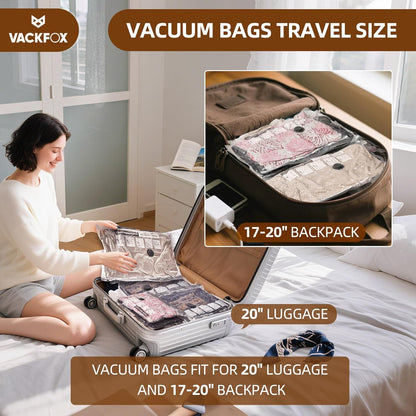 18 Pack Travel Vacuum Bags for Clothing,Compression Seal Packing Cubes for Suitcase Backpack,Vacuum Seal Bags for Clothing,Carry-on Size Space Saver Storage Bags 80% for Travel & Home(No pump)