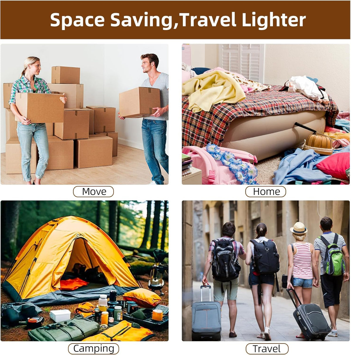 18 Pack Travel Vacuum Bags for Clothing,Compression Seal Packing Cubes for Suitcase Backpack,Vacuum Seal Bags for Clothing,Carry-on Size Space Saver Storage Bags 80% for Travel & Home(No pump)