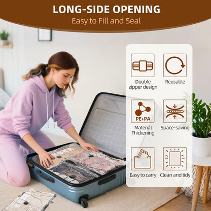 18 Pack Travel Vacuum Bags for Clothing,Compression Seal Packing Cubes for Suitcase Backpack,Vacuum Seal Bags for Clothing,Carry-on Size Space Saver Storage Bags 80% for Travel & Home(No pump)