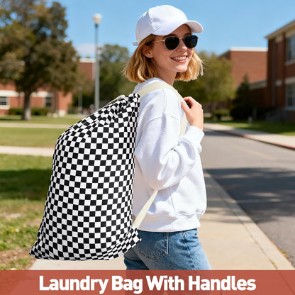 Laundry Bag, Dirty Backpack Laundry Bag For College Travel Laundromat Apartment, With Handles 29" X 18" (Blue Florals)