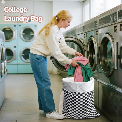 Laundry Bag, Dirty Backpack Laundry Bag For College Travel Laundromat Apartment, With Handles 29" X 18" (Blue Florals)