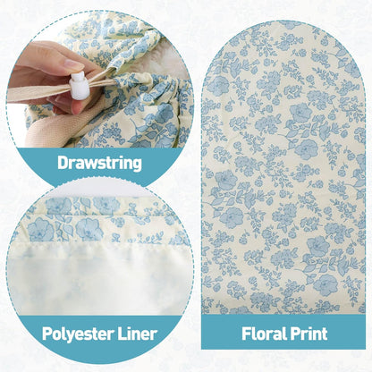 Laundry Bag, Dirty Backpack Laundry Bag For College Travel Laundromat Apartment, With Handles 29" X 18" (Blue Florals)