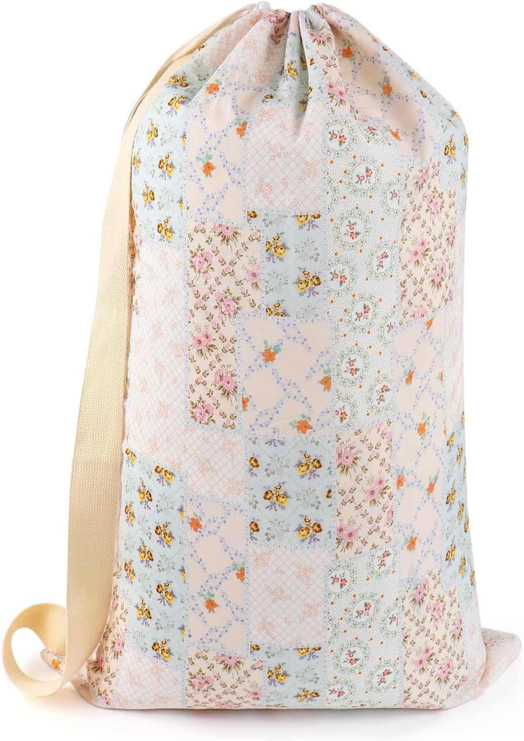 Laundry Bag, Dirty Backpack Laundry Bag For College Travel Laundromat Apartment, With Handles 29" X 18" (Blue Florals)