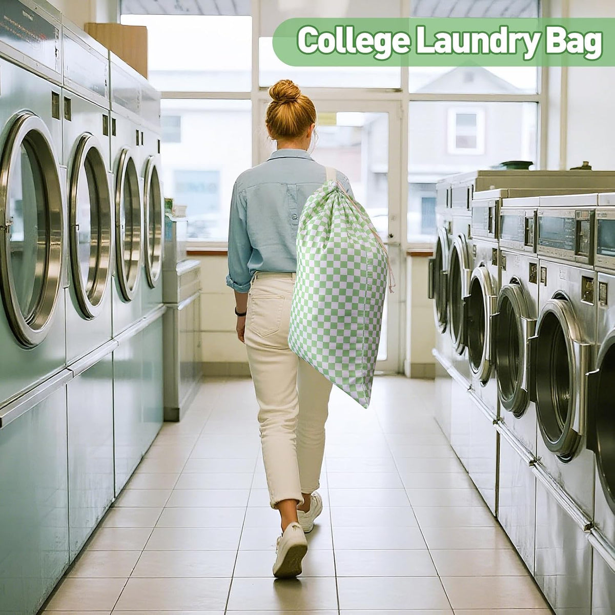 Laundry Bag, Dirty Backpack Laundry Bag For College Travel Laundromat Apartment, With Handles 29" X 18" (Blue Florals)