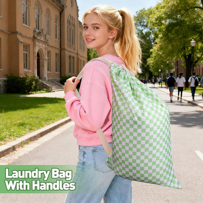 Laundry Bag, Dirty Backpack Laundry Bag For College Travel Laundromat Apartment, With Handles 29" X 18" (Blue Florals)