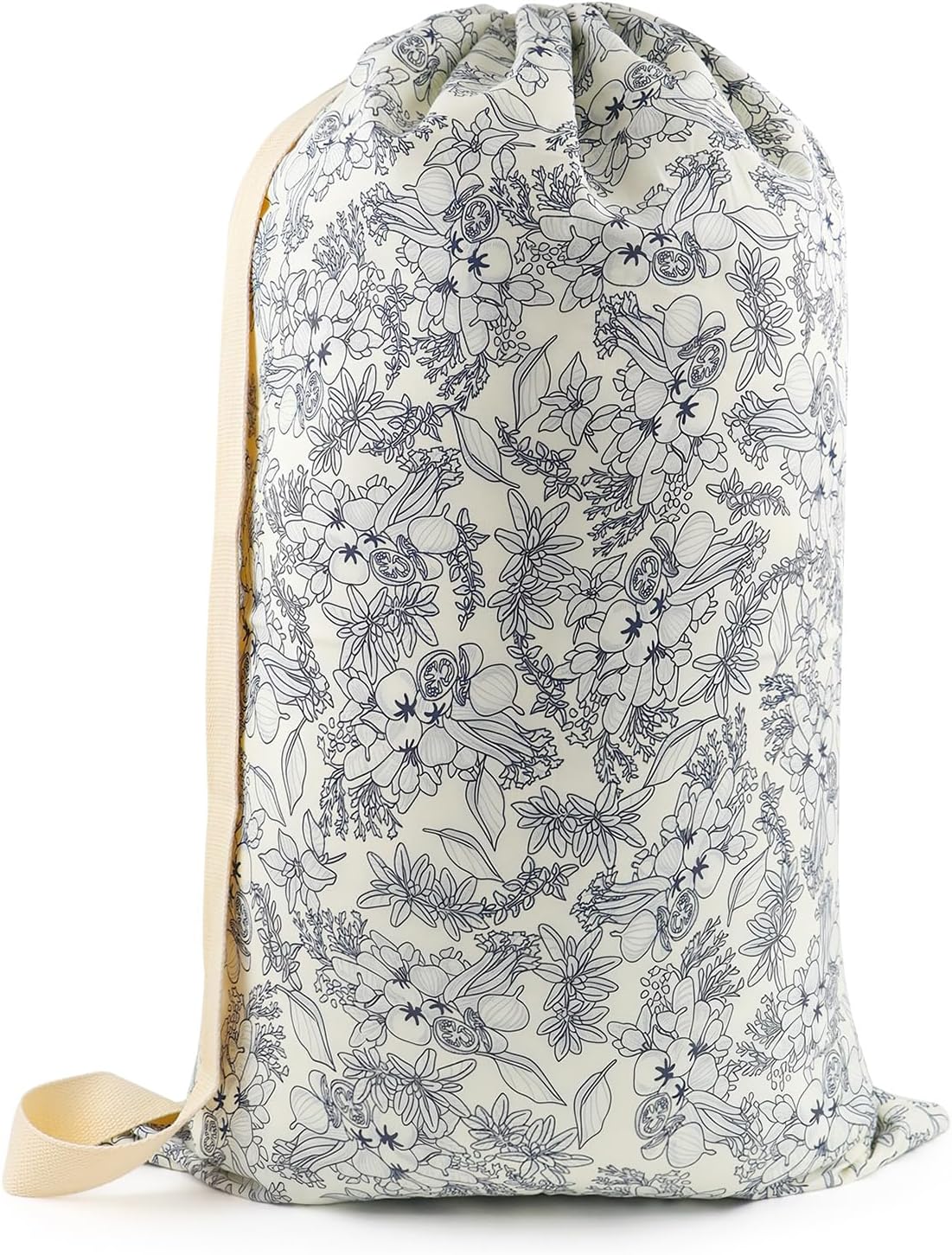 Laundry Bag, Dirty Backpack Laundry Bag For College Travel Laundromat Apartment, With Handles 29" X 18" (Blue Florals)