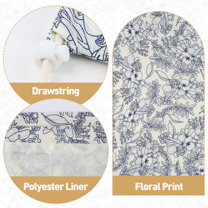 Laundry Bag, Dirty Backpack Laundry Bag For College Travel Laundromat Apartment, With Handles 29" X 18" (Blue Florals)