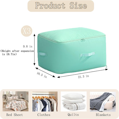 3 PCS Ultra Space Saving Self Compression Organizer, 2025 NEW Comforter Storage Bags, Heavy Duty Moving Bags, Washable Compression Bags for Storage Comforter Blanket, Clothes,Closet, Bedding
