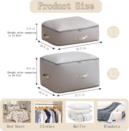 3 PCS Ultra Space Saving Self Compression Organizer, 2025 NEW Comforter Storage Bags, Heavy Duty Moving Bags, Washable Compression Bags for Storage Comforter Blanket, Clothes,Closet, Bedding