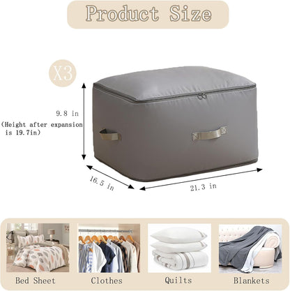 3 PCS Ultra Space Saving Self Compression Organizer, 2025 NEW Comforter Storage Bags, Heavy Duty Moving Bags, Washable Compression Bags for Storage Comforter Blanket, Clothes,Closet, Bedding